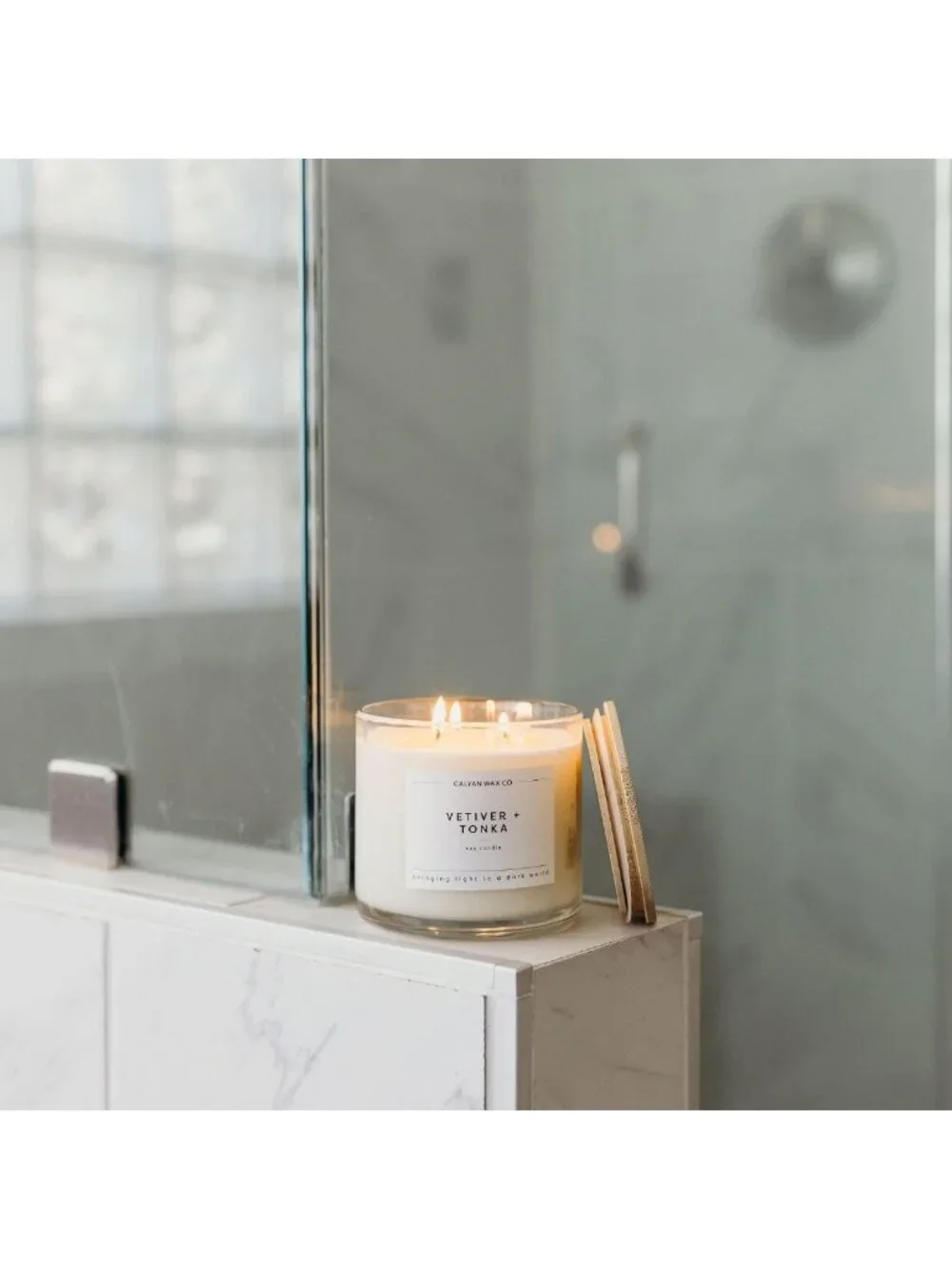 Vetiver & Tonka 3-Wick Luxury Scented Candle | Long Lasting 43 Hour Burn